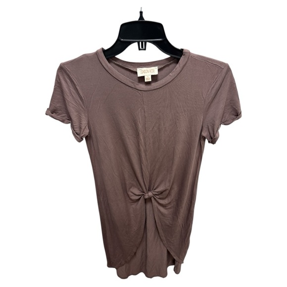 Brown Short Sleeve Tie Front T-Shirt - Picture 6 of 6